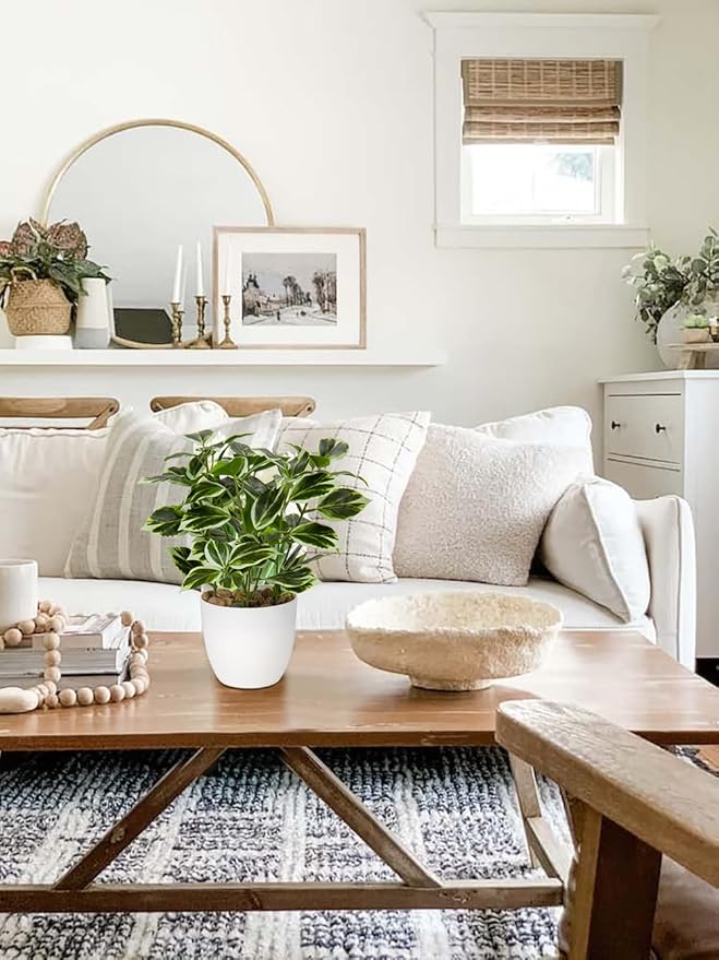 Briful Fake Plants Artificial Greenery Potted Faux Lifelike Plant for Farmhouse Home Garden Party Decoration