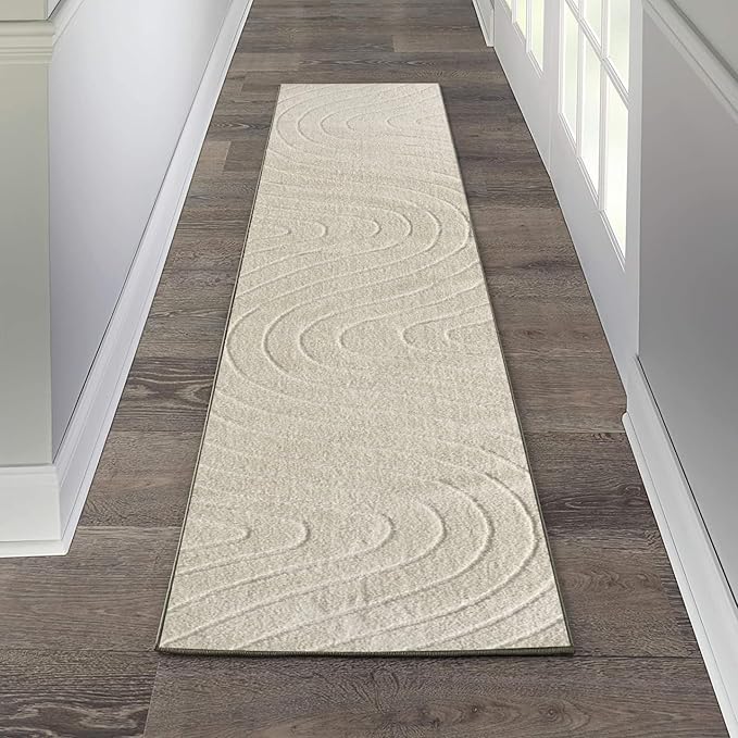 LUXE WEAVERS Modern Geometric Wave Cream 2x8 Area Rug