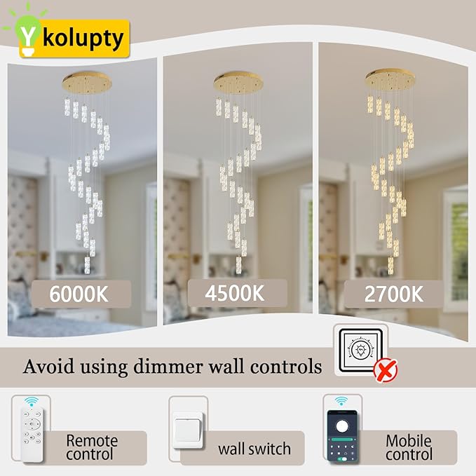 Modern Crystal Chandelier 24-Lights Gold Chandelier Lighting Fixture High Ceiling Chandelier Suitable for Living Room Staircase Villa