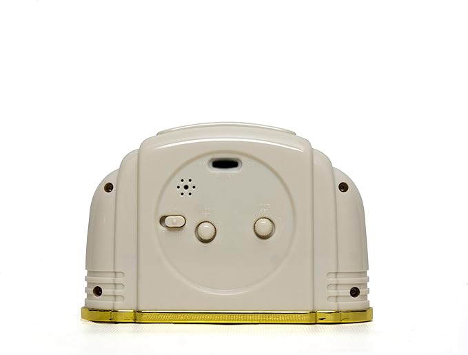 Crosley Vintage Art Deco Analog Alarm Clock, Quiet Sweep Non-Ticking, Automatic Dimmable Smart Light, Simple Controls, (Ivory)*