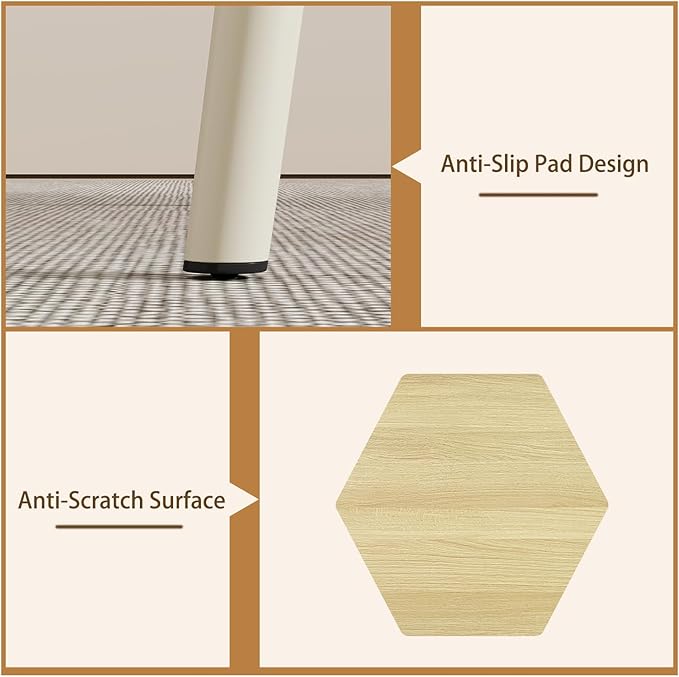 55.1'' Dining Table Set for 4,Modern Wood Dining Table,Leather Dining Chairs 4,Table and Chairs Set of 4,Ideal for Kitchen Dining Room (Cat Scratch Table + 4 U-Shaped Brown Chairs, 55.1")