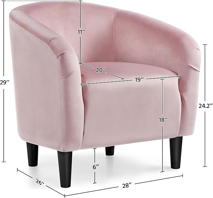 Yaheetech Accent Chairs, Modern Barrel Chair, Soft and Cozy Club Chair with Sturdy Legs and Soft Padded Seat for Living Room/Bedroom/Makeup Room, Pink, Set of 2