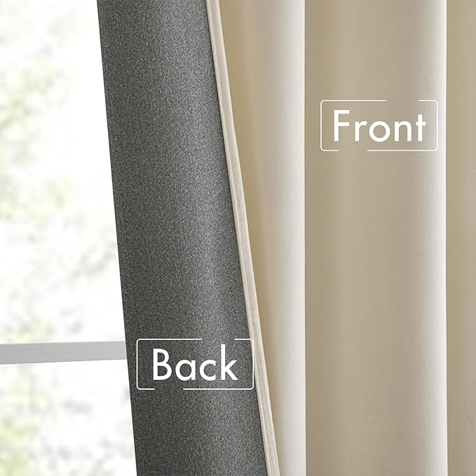 MIULEE Cream Beige Velvet Curtains 90 inches Long 2 Panels - Luxury Pinch Pleated Room Darkening Window Drapes for Bedroom Living Room Thermal Insulated Super Soft, Back Tab Rod Pocket Elegant Decor