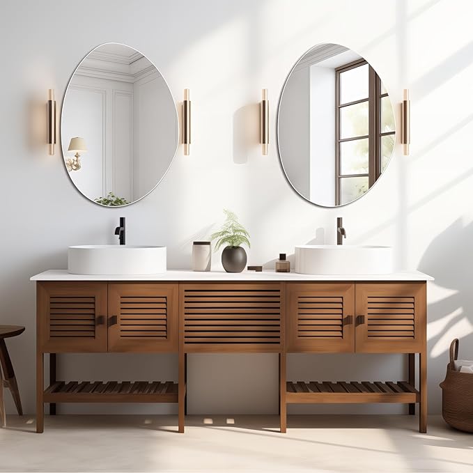 Irregular Wall Mirror 24"x32", Frameless Asymmetrical Mirror for Wall, Modern Decorative Bathroom Mirror, Wall Mounted Mirror for Bedroom Living Room Entryway