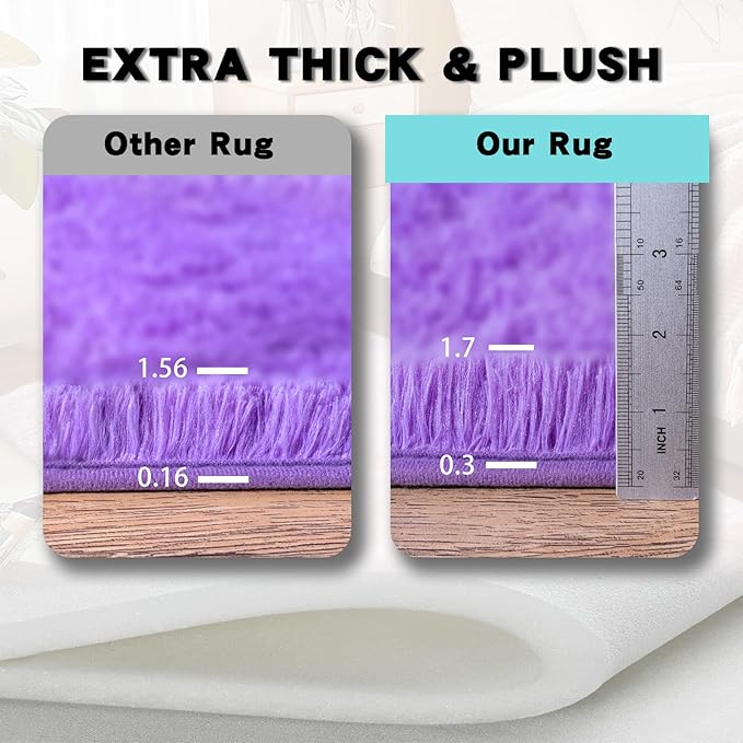 9x12 Area Rugs for Living Room, Purple Fluffy Shaggy Rug Soft Carpets, Big Rugs for Bedroom Nursery Kids Room Dorm Home Decor Aesthetic