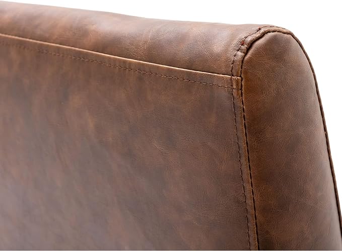 VESCASA Faux Leather Upholstered Dining Chairs with Black Metal Frame, Mid Century Modern Padded Kitchen Chair with Adjustable Foot Pads for Restaurant, Dining Room, Set of 4, Brown