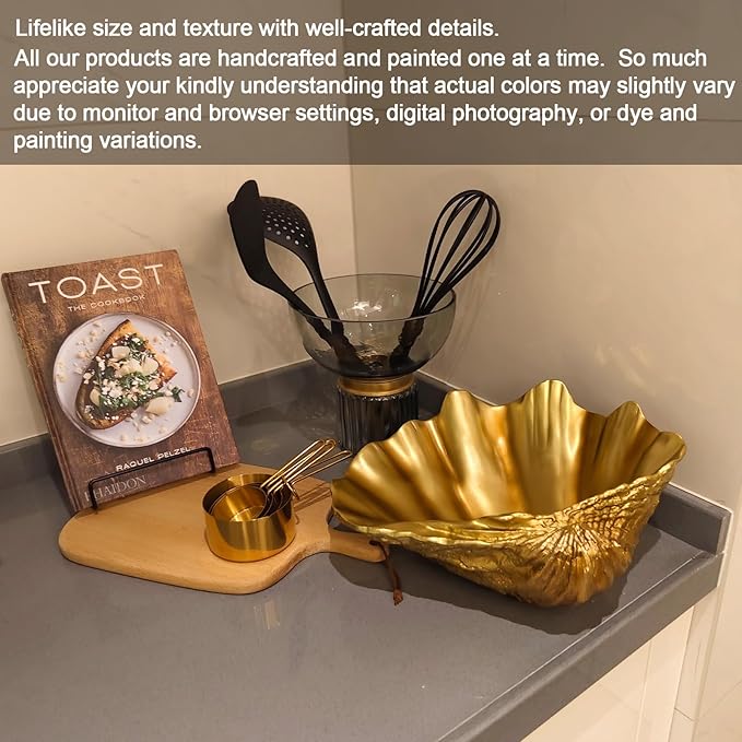 Large Gold Scalloped Clam Shell Bowl Sea Shell Decor for Nautical Beach House,Coastal Decor Gift of Housewarming and Wedding Party