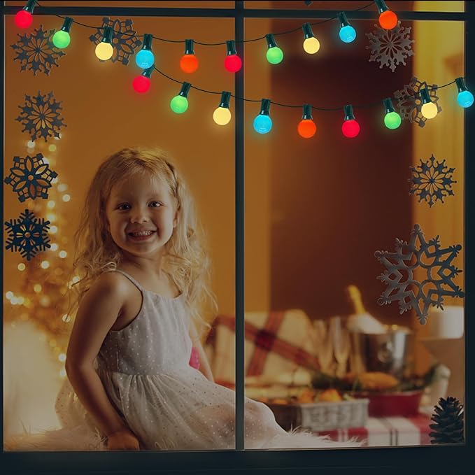 GOOTHY 25Ft Outdoor Multicolor Christmas Lights, G40 Globe Patio String Lights with 27 Ceramic Colorful Bulbs(2 Spare), Outside Christmas Lights for Holiday Party Backyard Decor