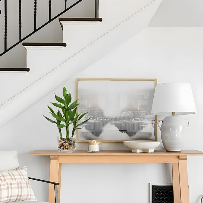 Artificial Lucky Bamboo Plant 17.3 Fake Plant in Rectangular Glass Pot for Centerpiece Table Decorations Farmhouse Wedding Home Greenery Decor