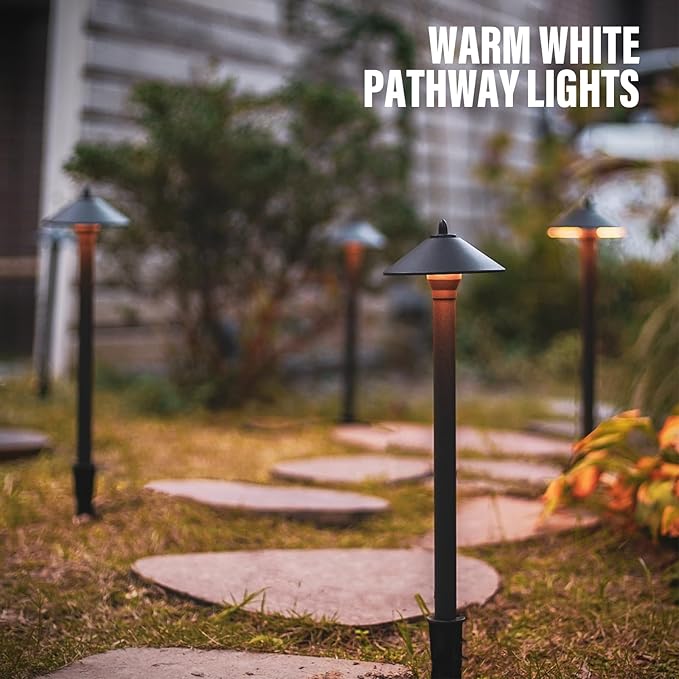 24PK Low Voltage LED Pathway Lights 1.2W Outdoor Landscape Lighting 40 Lumen Landscape Path Lights 2700K for Lawn Patio Yard Walkway Driveway Pathway Garden