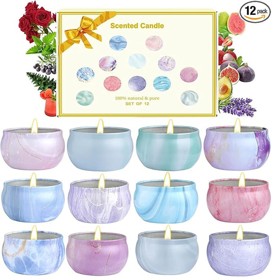 Scented Candles Gift Set,12 Pack Candles for Home Scented, 300 Hour Long Lasting Soy Wax Aromatherapy Candle Set, Birthday Gifts for Women with Gift Box, Christmas Gifts
