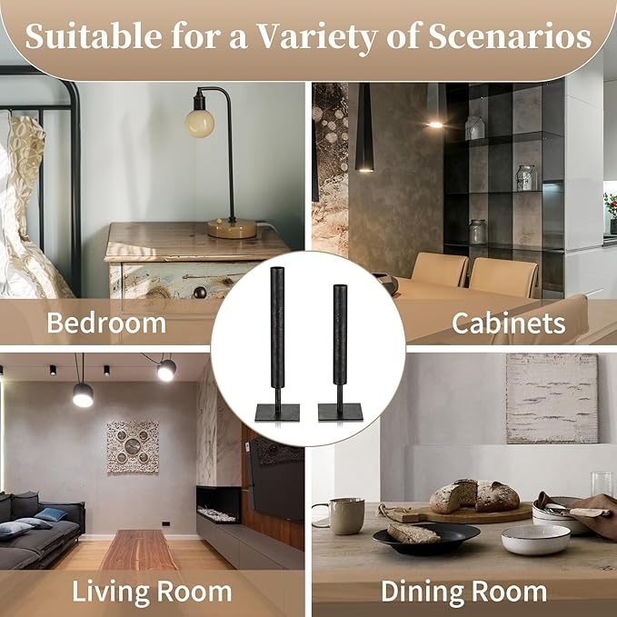 Sziqiqi Black Metal Vase Set - 15.5/13.8in Tall/Short Rectangular Vases, 2 Pcs Modern Home Decor for Living Room, Bedroom