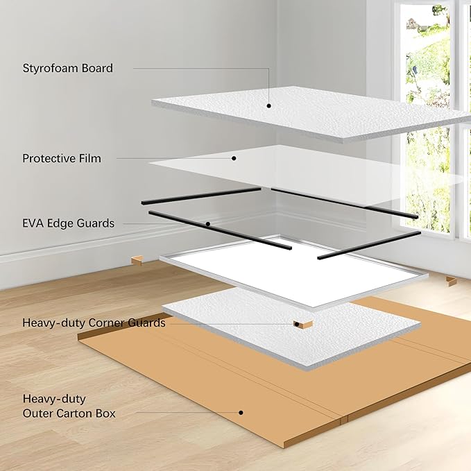 Silver Bathroom Mirror, 60x40 Inch Rectangular Framed Mirror, Large Wall Mounted Bathroom Vanity Mirror Over Sink for Bedroom,Restroom, Living Room, Hangs Vertically or Horizontally