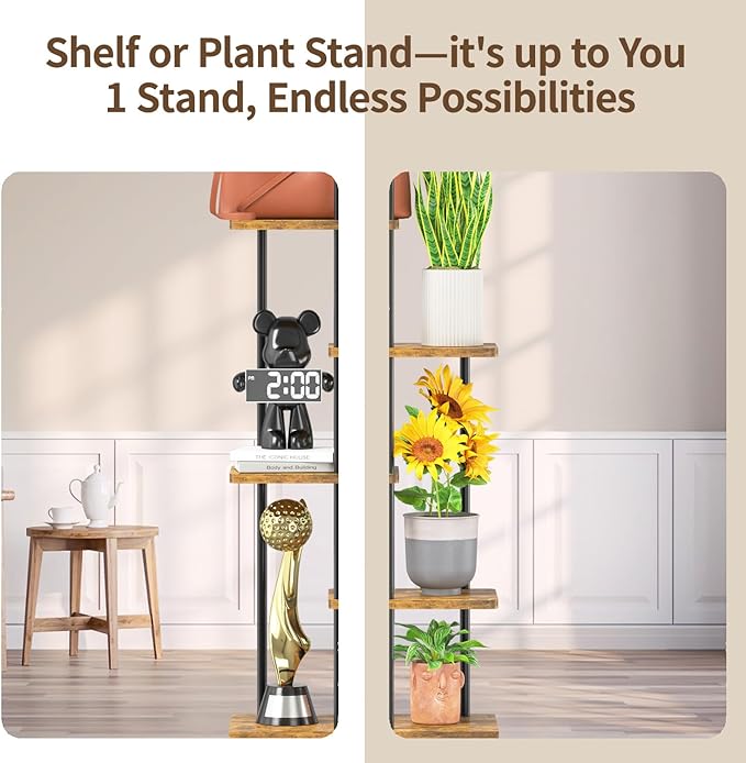 LASZOLA Black 7 Tiered Wood Plant Stand Indoor for Larger Heavy Duty Planter, Sturdy Multi Level Vertical Flowers Racks for Narrow Inside Floor, Decorate Shelving for Hold House Tree, Space Saving