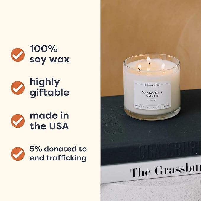 Calyan Wax Co. Everyday Scented Candle Set, Bundle of 4 Scented Candles, Bulk 3 Wick Candles, Non Toxic & Vegan Soy Wax, Candle Gift Set, 43 Hour Burn Time, 14.9oz Each