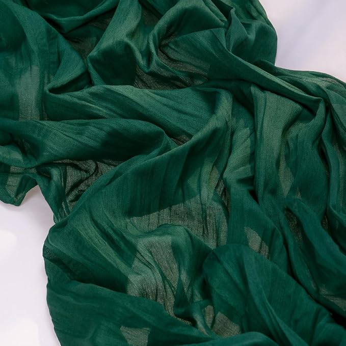 MLMC Emerald Green Table Runner Boho Dark Green Cheesecloth Table Runner 10ft Sheer Gauze Cheese Cloth Decorations for Fall Wedding Bridal Shower Home Party Christmas Decor