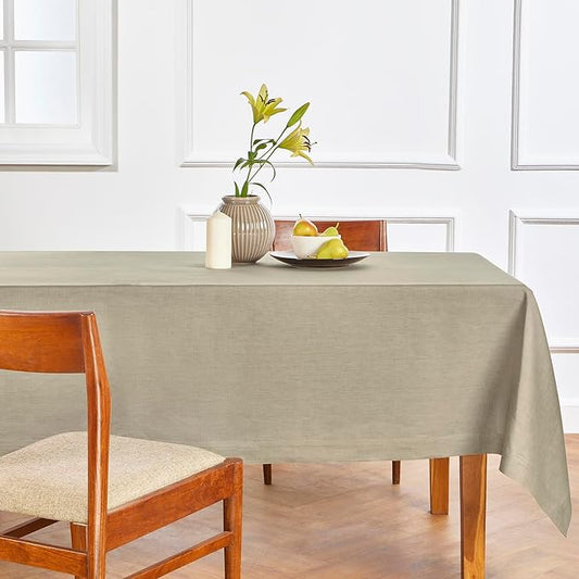 Solino Home Linen Tablecloth 60 x 120 Inch - 100% Pure Linen Vintage Khaki Table Cloth for Rectangle Tables - Fete, Machine Washable Tablecloth for Fall, Autumn, Thanksgiving