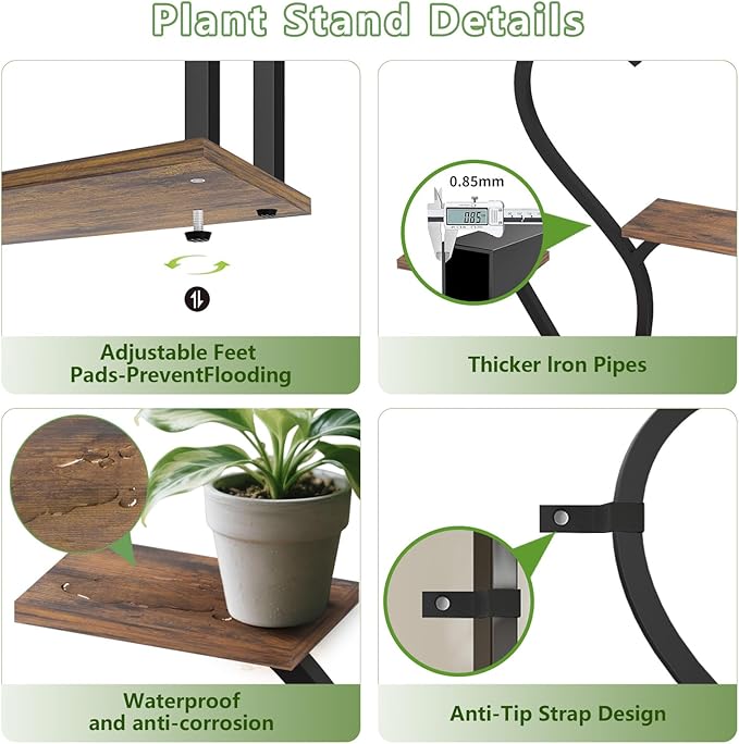 Plant Stand Indoor with Grow Lights - 5 Tiered Plant Shelf Indoor, 30"Corner Plant Stand for Indoor Plants,S-Shaped Metal Plant Stands for Multiple Plants, Flower Rack for Living Room, Balcony, Patio