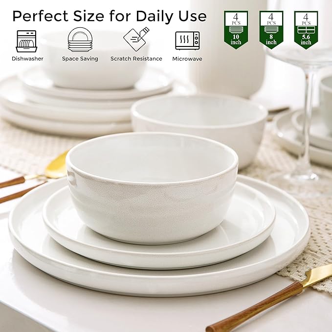 AmorArc Stoneware Dinnerware Sets,Round Reactive Glaze Plates and Bowls Sets,Highly Scratch Resistant | Dishwasher & Microwave Safe Dishes Set,Service for 6 (18pc)