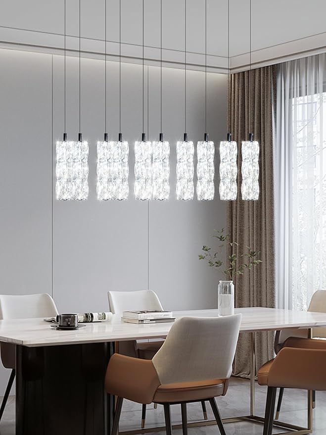 10-Light Modern LED Pendant Lighting Fixture for Kitchen Island Raindrop Crystal Chandelier Black Chandelier for Dining Room High Ceiling Chandelier for Staircase Foyer Hallway Villa