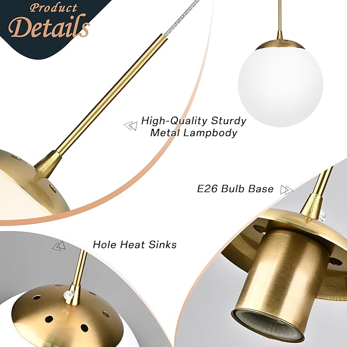 KoKo&Yukina 16-Light Gold Mid Century Modern Chandelier for Living Room Staircase Chandelier for Entryway Globe Milky White Glass Pendant Light High Ceiling Chandeliers Foyer (Bulb & Remote Incl.)