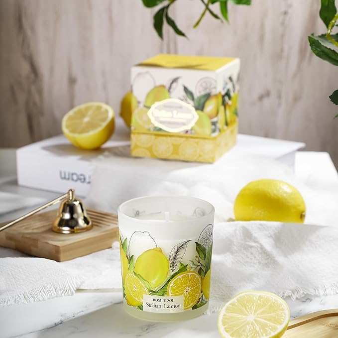 ROMIIE ZOI Scented Candle - Sicilian Lemon- 6oz Aromatherapy Soy Wax Jar Candle for Home, Gifts for Women - 170g