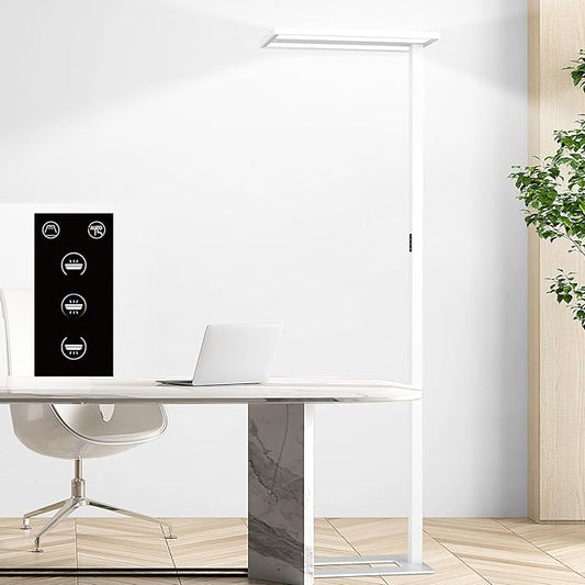 STERREN 76'' Motion Sensor Floor Lamp, 100W Modern LED Floor Lamp, Smart Full-Spectrum Office Standing Lamp, 9300LM Bright Reading Lamp for Study Room,Living Room,Bedroom, 2700K-5000K