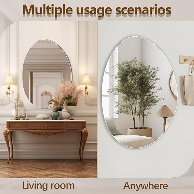Irregular Wall Mirror 30"x40", Frameless Asymmetrical Mirror for Wall, Modern Decorative Bathroom Mirror, Wall Mounted Mirror for Bedroom Living Room Entryway