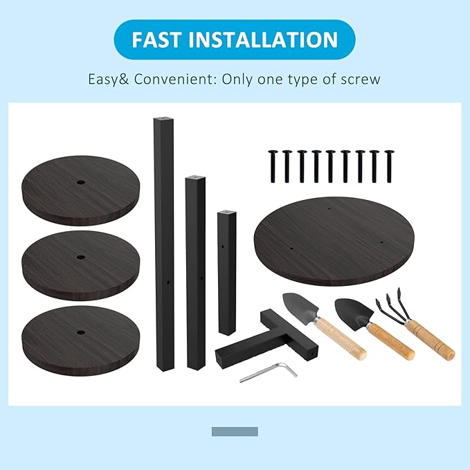 3 Tier Wood Plant Stand Indoor, Metal Iron Tiered Plant Stands Corner Plant Holder Flower Shelf Display Rack For Living Room Balcony Garden Patio (Black)