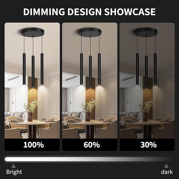 OKELI Modern 3-Light Pendant Light Fixtures Round Pendant Lights Kitchen Island LED Minimalist Pendant Lighting Fixture for Kitchen,Dinning Room,Bedroom,Hallway,Bar