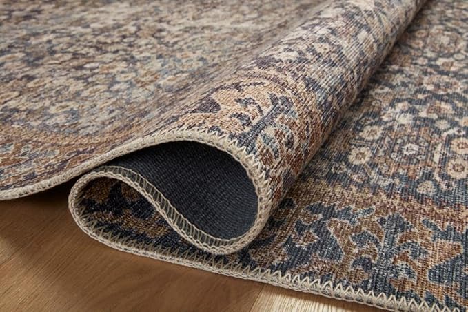 Loloi Amber Lewis Georgie Collection GER-05 Denim/Spice 8'-4" x 11'-6", .19" Pile Height, Area Rug