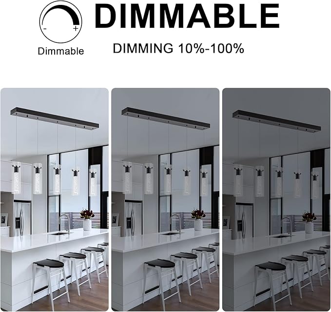 Black Pendant Light, 5-Light Pendant Lighting for Kitchen Island, Pendant Lights Kitchen Island for Dining Room, Living Room, Corridor, Cafe bar, Club, Restaurant