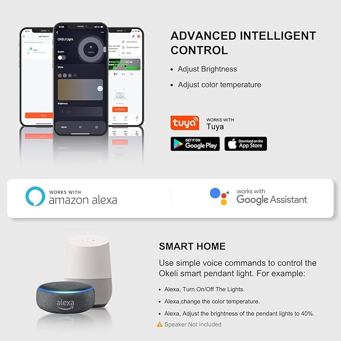 OKELI Modern Smart 3-Light Pendant Light Fixtures Square Pendant Lights Kitchen Island LED Minimalist Pendant Lighting Fixture for Kitchen,Dinning Room,Bedroom,Hallway,Bar