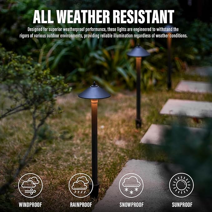 Low Voltage LED Pathway Lights 1.2W Outdoor Landscape Lighting 6 Pack 40 Lumen Landscape Path Lights 2700K for Lawn Patio Yard Walkway Driveway Pathway Garden