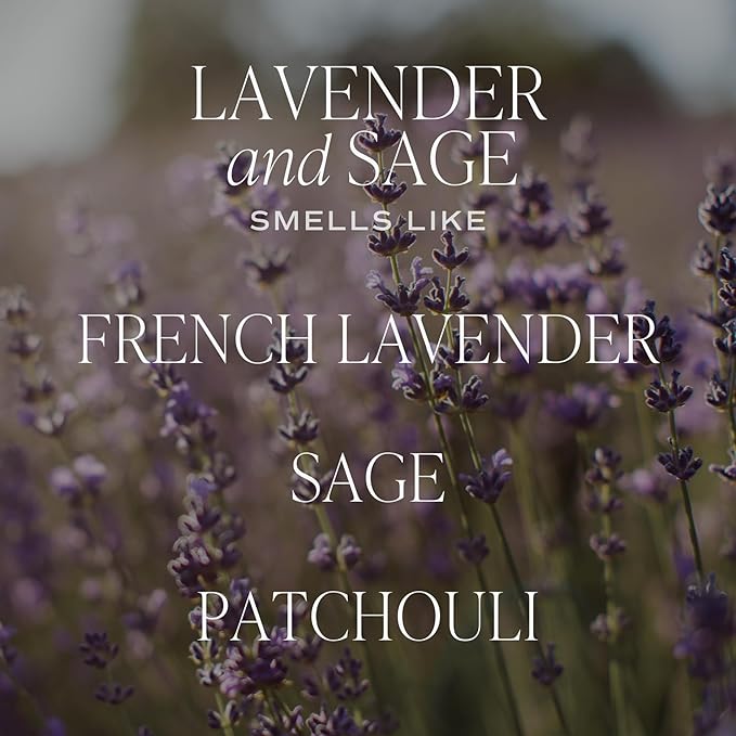 Sweet Water Decor Lavender and Sage Soy Candle - French Lavender, Sage, Patchouli Scented Spring Candles for Home - 9oz Amber Jar + Black Lid, 40+ Hour Burn Time, Made in The USA