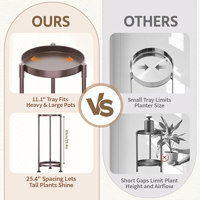 LASZOLA 2 Tier Bronze Plant Stand Indoor for Large Tall Heavy Duty Flower Planter, Metal Vertical Multi Level Rack for Narrow Floor Corner, Sturdy Round Holder Organizer, Modern, Mid Century, Farmhouse