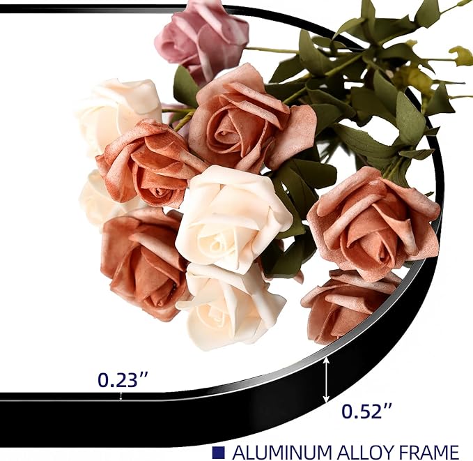 65"x24"Arched Full Length Mirror with Stand,Black Large Mirror,Shatterproof Tempered Glass&Aluminum Alloy Frame,Freestanding Full Body Mirrorr for Bedroom,Living Room,Dressing Room