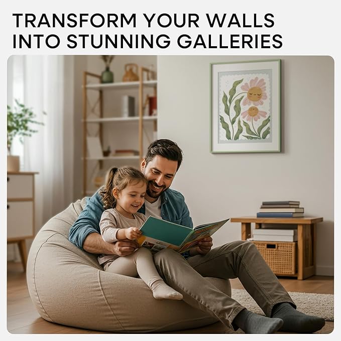 Homeforia 20x24 Frame Sage Green, High End Metal 20x24 Poster Frames with Mat 16x20 inch Photo, 20 x 24 Sage Green Picture Frame Matted to 16 by 20 Art, 24x20 Frame, Tempered Glass, Wall Kit, Set of 1