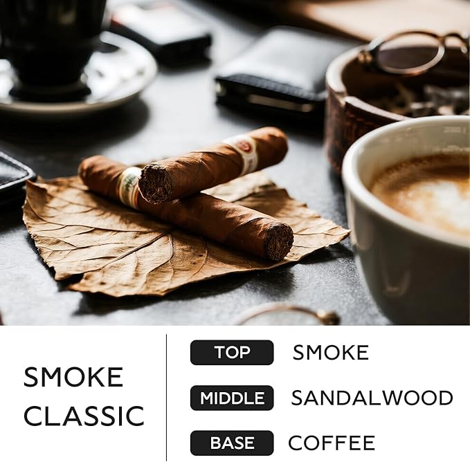 Candles for Men, 14.1 oz Scented Candles for Home, 2 Wicks Blended Scents Birthday Candles Gifts for Dad, Teacher, Boyfriend (Smoke+Sandalwood+Coffee)