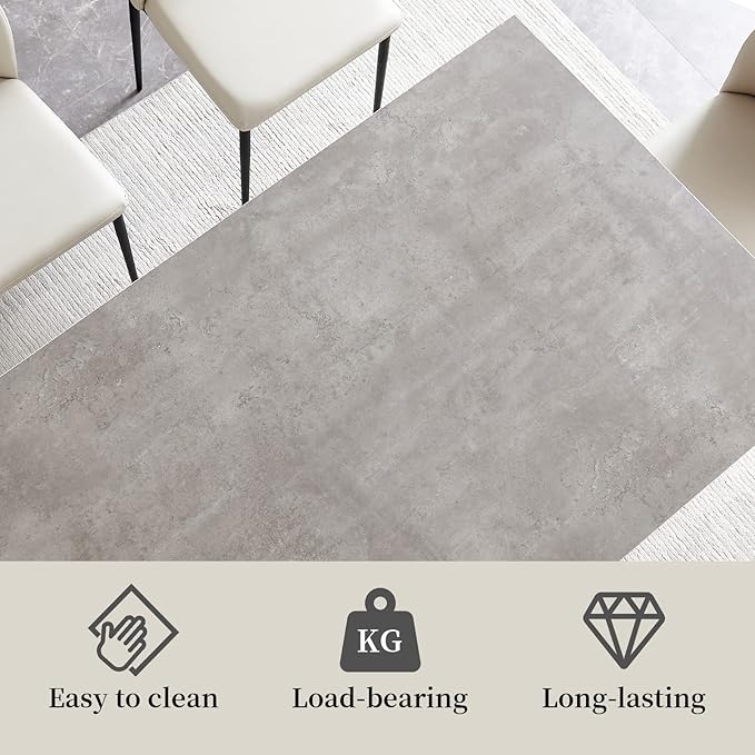 ZckyCine Modern Mid-Century Style 4-Piece Dining Table Set Rectangular Wooden Table 2 Soft Cushioned Leather Chairs 1 Bench, Suitable for 4-Person Dining