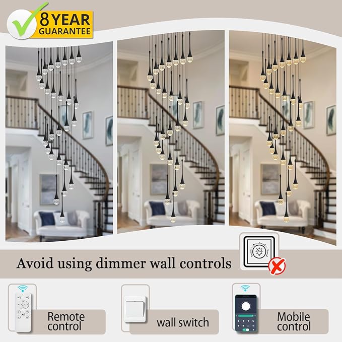 H138''Modern Crystal Chandelier for High Ceiling,Large Spiral Crystal Chandeliers,Luxury Raindrop Foyer Chandeliers,Hanging Pendants Lighting for Entryway, Staircase,Hallways,Living Room