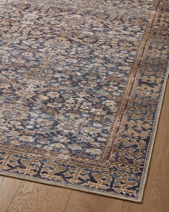 Loloi Amber Lewis Georgie Collection GER-05 Denim/Spice 2'-3" x 3'-9", .19" Pile Height, Accent Rug
