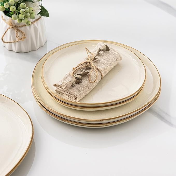 AmorArc Ceramic Dinnerware Sets,Handmade Reactive Glaze Stoneware Plates and Bowls Sets,Highly Chip and Crack Resistant | Dishwasher & Microwave Safe Dishes Set, Service for 4 (12pc)