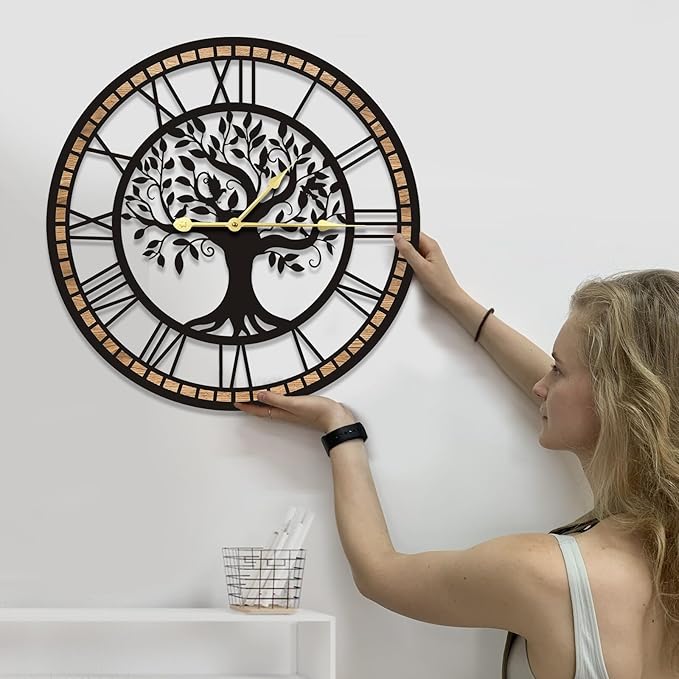 Wall Clocks for Living Room Decor - Tree of Life Big Wall Clock, Quiet and No Ticking Suitable for Wall Decor, Living Room Decoration, Kitchen Decoration (16 in)