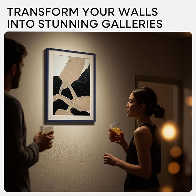 Homeforia 12x17 Picture Frame Navy Blue, High End Metal 12x17 Poster Frames with Mat 10x15 Photo, 12 x 17 Navy Blue Frame Matted to 10 by 15 Print, 17x12 Thin Frame, Tempered Glass, Wall Kit, Set of 1