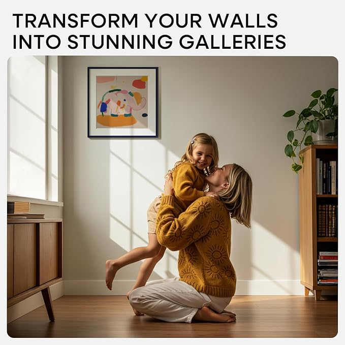 Homeforia 11x11 Navy Blue Picture Frame, High End Metal 11 by 11 Square Frames with Mat 9 x 9 Photo, 11by11 Poster Frame Matted to 9x9 inch Art, Wall Hanging Frames, Tempered Glass, Wall Kit, Set of 1