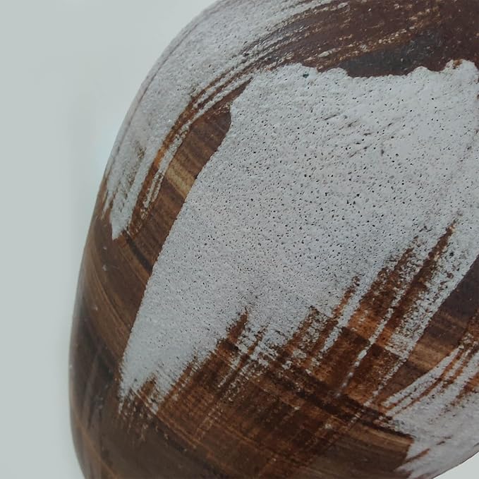 Rustic Brown Vase - 10" Handmade Brown and White Farmhouse Terracotta Vase, Unique Boho vase, Decorative Neutral Vases Home Decor, Vintage Ceramic Flower vases for Living Room, Kitchen Decor