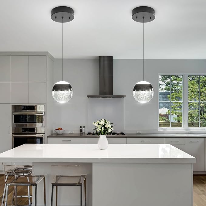 Modern Crystal Chandelier Black Globe Pendant Light Fixture, Mini Globe Ceiling Hanging Light Fixture for Living Room Bedroom Kitchen