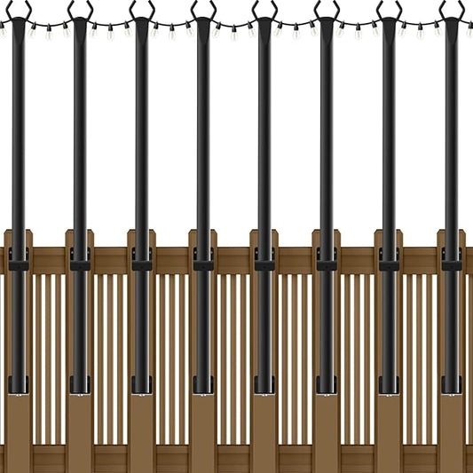 8 Pack String Light Poles,5Ft Metal Poles for Outdoor String Lights,Outdoor Light Poles with Post,Poles/Stand for Outside,Patio,Deck,Backyard,Garden Wedding,Party