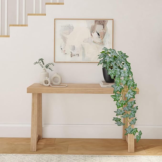 Realistic Fake Pothos Ivy Plant with Pot Artificial Leaves Featuring a White Frosted Finish for Home Shelf Decor Indoor Silk Artificial Plant Large